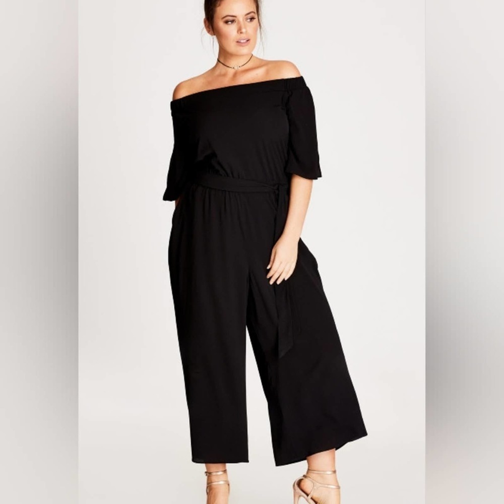 City Chic Black Off Shoulder Jumpsuit plus size 22 new!!!
